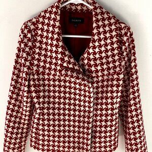 Talbots Houndstooth Maroon and Ivory Wool Blend Jacket size 4